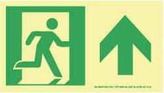 NMC - Forward Arrow, Right Side Stick Figure in Doorway (Graphic), Plastic Exit Sign - 8" Wide x 4-1/2" High, Glow-in-the-Dark - Eagle Tool & Supply