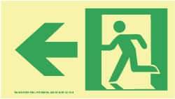 NMC - Left Arrow, Left Side Stick Figure in Doorway (Graphic), Plastic Exit Sign - 8" Wide x 4-1/2" High, Glow-in-the-Dark - Eagle Tool & Supply