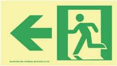 NMC - Left Arrow, Left Side Stick Figure in Doorway (Graphic), Plastic Exit Sign - 8" Wide x 4-1/2" High, Glow-in-the-Dark - Eagle Tool & Supply