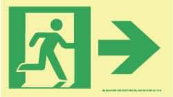 NMC - Right Arrow, Right Side Stick Figure in Doorway (Graphic), Plastic Exit Sign - 8" Wide x 4-1/2" High, Glow-in-the-Dark - Eagle Tool & Supply