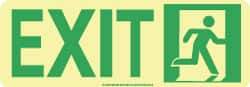 NMC - Exit, Polyester Exit Sign - 13" Wide x 4-1/2" High, Glow-in-the-Dark - Eagle Tool & Supply