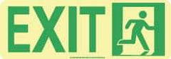 NMC - Exit, Polyester Exit Sign - 13" Wide x 4-1/2" High, Glow-in-the-Dark - Eagle Tool & Supply