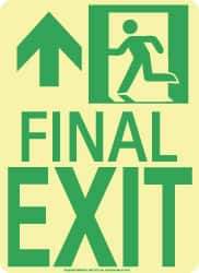 NMC - Final Exit, Polyester Exit Sign - 8" Wide x 11" High, Glow-in-the-Dark - Eagle Tool & Supply