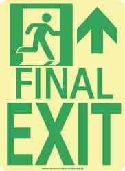 NMC - Final Exit, Polyester Exit Sign - 8" Wide x 11" High, Glow-in-the-Dark - Eagle Tool & Supply