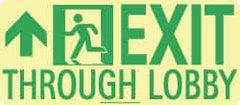 NMC - Exit Through Lobby, Polyester Exit Sign - 16" Wide x 7" High, Glow-in-the-Dark - Eagle Tool & Supply