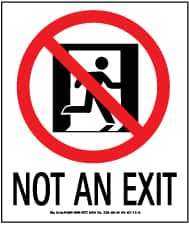 NMC - Not an Exit, Polyester Exit Sign - 5-1/2" Wide x 6-1/2" High, Glow-in-the-Dark - Eagle Tool & Supply