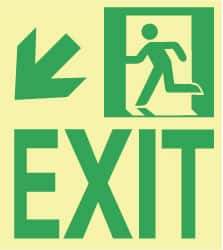 NMC - Exit, Polyester Exit Sign - 8" Wide x 9" High, Glow-in-the-Dark - Eagle Tool & Supply