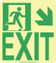 NMC - Exit, Polyester Exit Sign - 8" Wide x 9" High, Glow-in-the-Dark - Eagle Tool & Supply