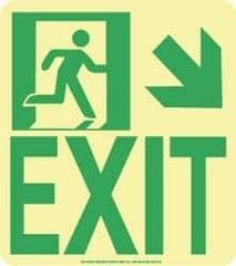 NMC - Exit, Polyester Exit Sign - 8" Wide x 9" High, Glow-in-the-Dark - Eagle Tool & Supply