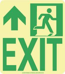 NMC - Exit, Polyester Exit Sign - 8" Wide x 9" High, Glow-in-the-Dark - Eagle Tool & Supply