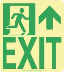 NMC - Exit, Polyester Exit Sign - 8" Wide x 9" High, Glow-in-the-Dark - Eagle Tool & Supply
