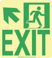 NMC - Exit, Polyester Exit Sign - 8" Wide x 9" High, Glow-in-the-Dark - Eagle Tool & Supply