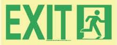 NMC - Exit, Plastic Exit Sign - 13" Wide x 4-1/2" High, Glow-in-the-Dark - Eagle Tool & Supply