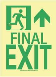 NMC - Final Exit, Plastic Exit Sign - 8" Wide x 11" High, Glow-in-the-Dark - Eagle Tool & Supply