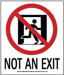 NMC - Not an Exit, Plastic Exit Sign - 5-1/2" Wide x 6-1/2" High, Glow-in-the-Dark - Eagle Tool & Supply