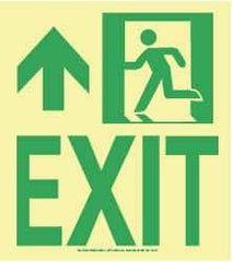 NMC - Exit, Plastic Exit Sign - 8" Wide x 9" High, Glow-in-the-Dark - Eagle Tool & Supply