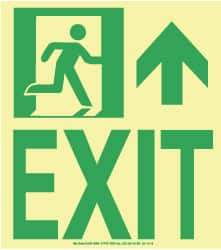 NMC - Exit, Plastic Exit Sign - 8" Wide x 9" High, Glow-in-the-Dark - Eagle Tool & Supply