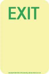NMC - Exit, Polyester Exit Sign - 4" Wide x 6" High, Glow-in-the-Dark - Eagle Tool & Supply