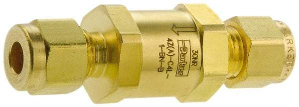 Parker - 1/8" Brass Check Valve - Inline, Comp x Comp, 3,000 WOG - Eagle Tool & Supply