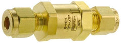 Parker - 1/4" Brass Check Valve - Inline, Comp x Comp, 3,000 WOG - Eagle Tool & Supply