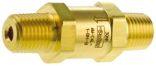 Parker - 1/2" Brass Check Valve - Inline, MNPT x MNPT, 3,000 WOG - Eagle Tool & Supply