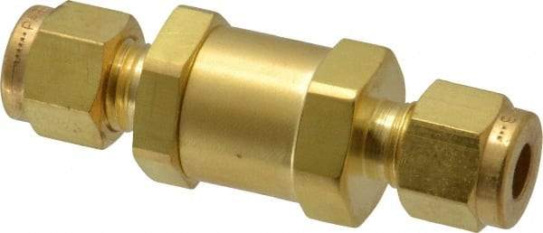 Parker - 1/4" Brass Check Valve - Inline, Comp x Comp, 3,000 WOG - Eagle Tool & Supply