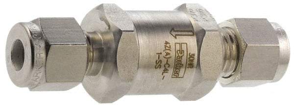 Parker - 3/4" Stainless Steel Check Valve - Inline, Comp x Comp, 6,000 WOG - Eagle Tool & Supply