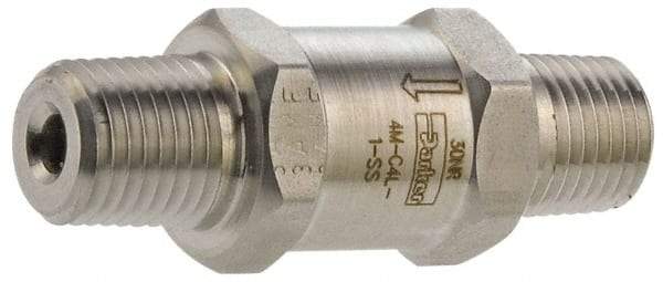 Parker - 1/8" Stainless Steel Check Valve - Inline, MNPT x MNPT, 6,000 WOG - Eagle Tool & Supply