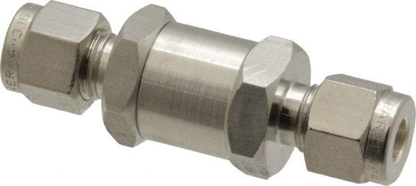 Parker - 1/4" Stainless Steel Check Valve - Inline, Comp x Comp, 6,000 WOG - Eagle Tool & Supply