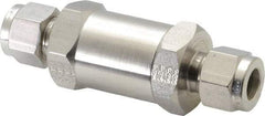 Parker - 3/8" Stainless Steel Check Valve - Inline, Comp x Comp, 6,000 WOG - Eagle Tool & Supply