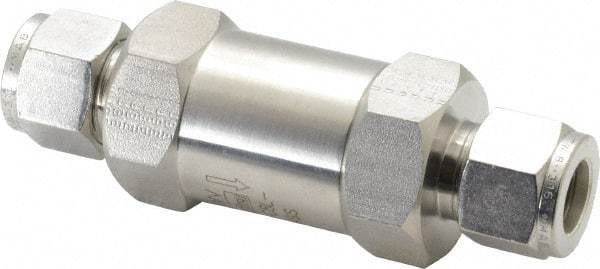 Parker - 1/2" Stainless Steel Check Valve - Inline, Comp x Comp, 6,000 WOG - Eagle Tool & Supply