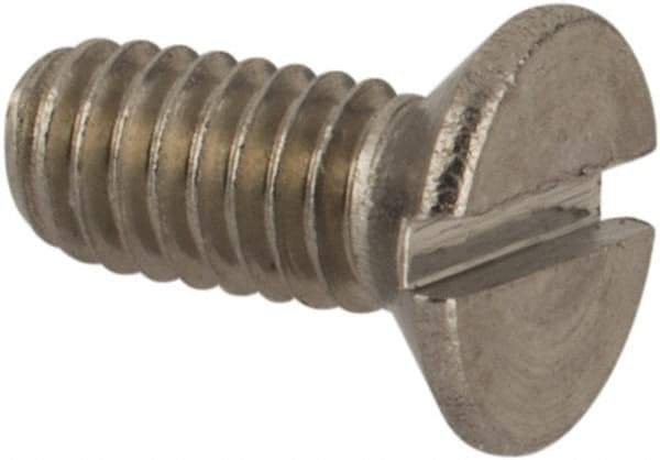 Value Collection - M2.5x0.45 Metric Coarse, 6mm OAL Slotted Drive Machine Screw - Flat Head, Grade 18-8 & A2 Stainless Steel, Uncoated, Without Washer - Eagle Tool & Supply
