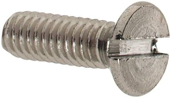 Value Collection - M2.5x0.45 Metric Coarse, 8mm OAL Slotted Drive Machine Screw - Flat Head, Grade 18-8 & A2 Stainless Steel, Uncoated, Without Washer - Eagle Tool & Supply