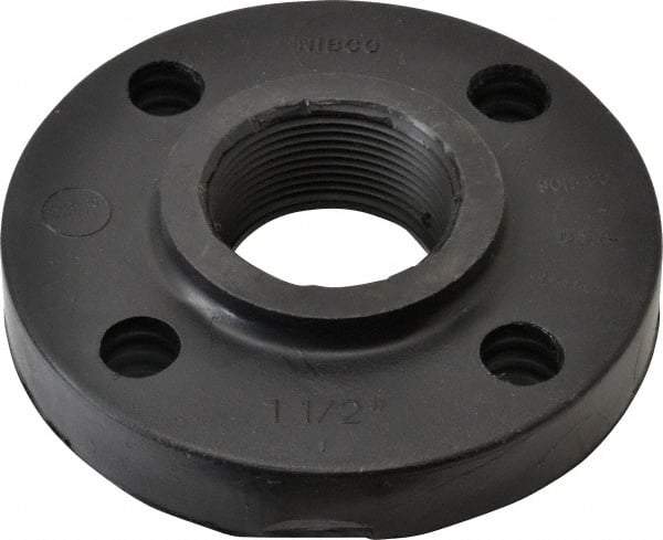 NIBCO - 1-1/2" Pipe, 5" OD, Polypropylene Threaded Pipe Flange - Schedule 80, Black - Eagle Tool & Supply