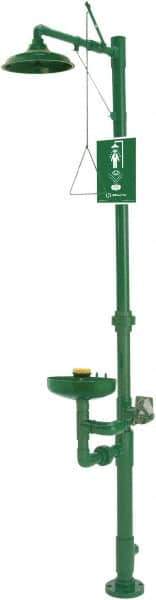 Haws - 1-1/4" Inlet, 20 GPM shower Flow, Drench shower, Eye & Face Wash Station - Bowl, Triangular Pull Rod & Push Flag Activated, PVC Pipe, Plastic Shower Head, 3.7 GPM Bowl Flow, Corrosion Resistant, Top or Mid Supply - Eagle Tool & Supply