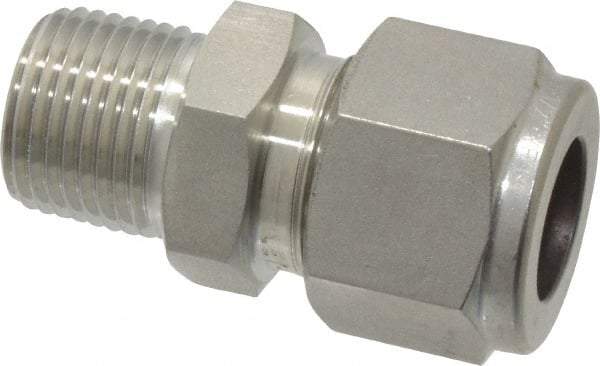 Ham-Let - 1/2" OD, Grade 316Stainless Steel Male Connector - Comp x MNPT Ends - Eagle Tool & Supply