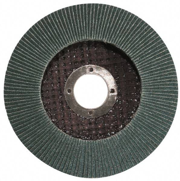 Garryson - 80 Grit, 7" Disc Diam, 7/8" Center Hole, Type 29 Zirconia Alumina Flap Disc - 8,600 Max RPM, Fiberglass Backing, Arbor Attaching System, Coated - Eagle Tool & Supply