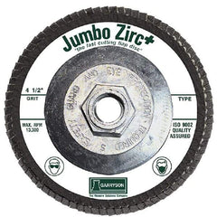Garryson - 36 Grit, 7" Disc Diam, 5/8-11 Center Hole, Type 29 Zirconia Alumina Flap Disc - 8,600 Max RPM, Fiberglass Backing, Arbor Attaching System, Coated - Eagle Tool & Supply