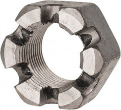 Value Collection - 1-14 UNF Grade 2 Steel Slotted Locknut - 1-1/2" Width Across Flats, 55/64" High, Uncoated - Eagle Tool & Supply