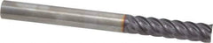 Niagara Cutter - 3/8", 1-1/2" LOC, 3/8" Shank Diam, 4" OAL, 5 Flute, Solid Carbide Square End Mill - Single End, TiAlN Finish, Spiral Flute, 45° Helix, Centercutting, Right Hand Cut, Right Hand Flute, Series S545 - Eagle Tool & Supply