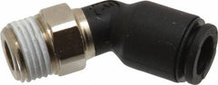 Legris - 6mm OD, 1/8 BSPT, Nylon/Nickel Plated Brass Push-to-Connect Male Elbow 45° - 290 Max psi - Eagle Tool & Supply