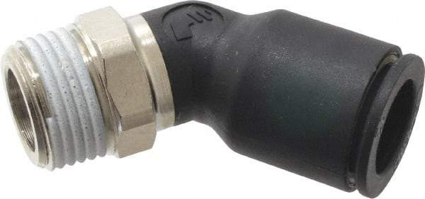 Legris - 12mm OD, 3/8 BSPT, Nylon/Nickel Plated Brass Push-to-Connect Male Elbow 45° - 290 Max psi - Eagle Tool & Supply