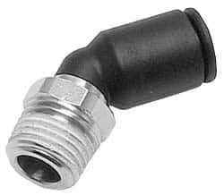 Legris - 12mm OD, 1/4 BSPT, Nylon/Nickel Plated Brass Push-to-Connect Male Elbow 45° - 290 Max psi - Eagle Tool & Supply