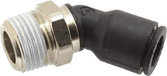 Legris - 3/8" OD, 3/8 NPT, Nylon/Nickel Plated Brass Push-to-Connect Male Elbow 45° - 290 Max psi - Eagle Tool & Supply
