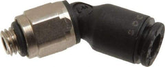 Legris - 4mm OD, M5x0.8 Metric, Nylon/Nickel Plated Brass Push-to-Connect Male Elbow 45° - 290 Max psi - Eagle Tool & Supply