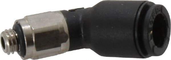 Legris - 6mm OD, M5x0.8 BSPP, Nylon/Nickel Plated Brass Push-to-Connect Male Elbow 45° - 290 Max psi - Eagle Tool & Supply