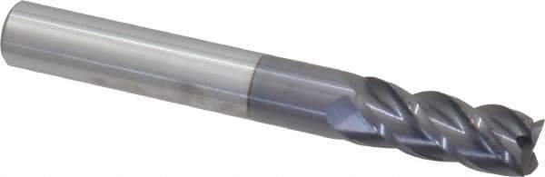 Accupro - 5/16", 4 Flute, Single End, Solid Carbide, 0.015" Corner Radius End Mill - 2-1/2" OAL, 40° Helix, Right Hand Flute, 3/4" LOC, Right Hand Cut - Eagle Tool & Supply