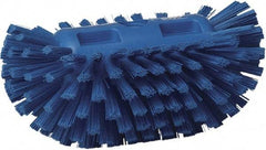 Vikan - 1-1/2" Bristle Length, Polyester Utility Scrub Brush - 5-1/2" Wide Head, 8" OAL, European Threaded Handle, Blue, Polypropylene Block - Eagle Tool & Supply