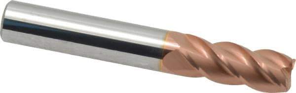 Accupro - 3/8", 4 Flute, Single End, Solid Carbide, 0.03" Corner Radius End Mill - 2-1/2" OAL, 40° Helix, Right Hand Flute, 7/8" LOC, Right Hand Cut - Eagle Tool & Supply