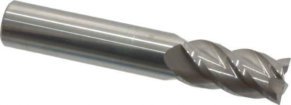 Accupro - 1/2", 4 Flute, Single End, Solid Carbide, 0.015" Corner Radius End Mill - 3" OAL, 40° Helix, Right Hand Flute, 1" LOC, Right Hand Cut - Eagle Tool & Supply